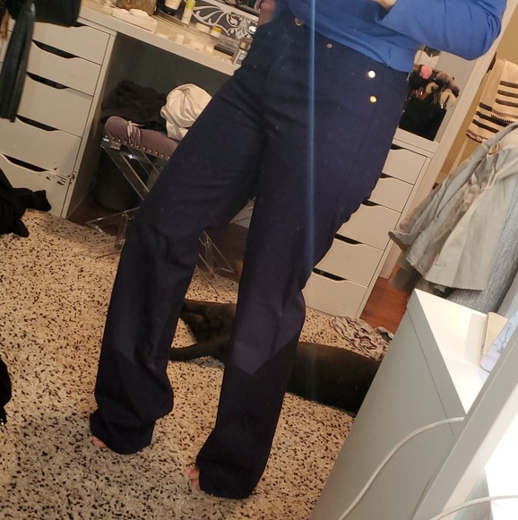 Escada navy low rise flare Jean's - Picture 4 of 7
